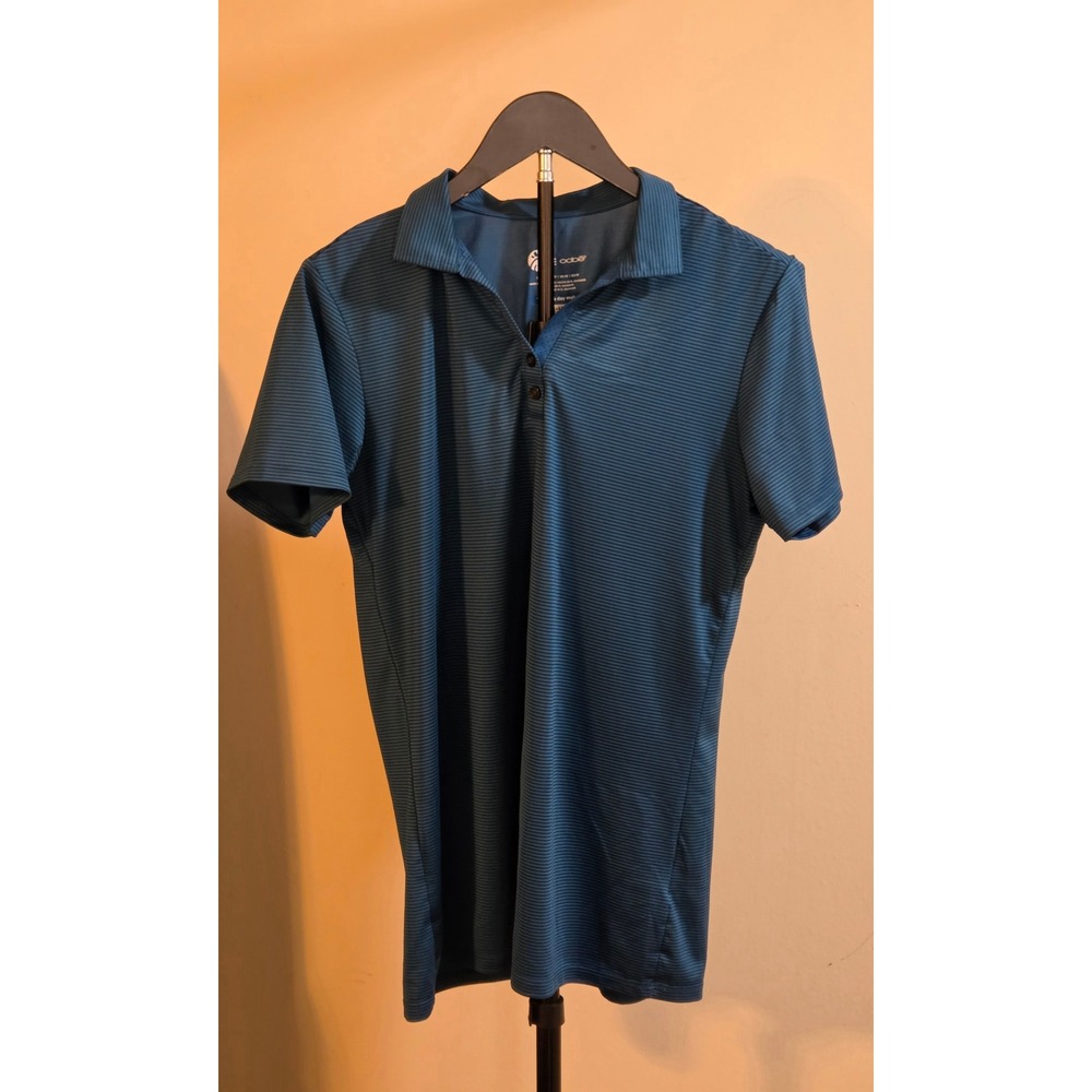 Oobe Chick-Fil-A Striped Polo Work Shirt Women's Small Blue Black Spandex Blend
